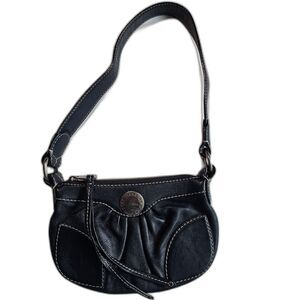 Marc Jacobs Black Leather Purse w White Stitching Medium Size -Excellent Handbag